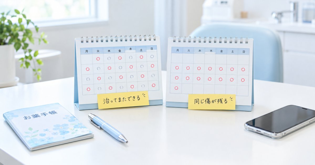 繰り返す口内炎と、同じ傷が2週間治らない状態はどう違いますか?