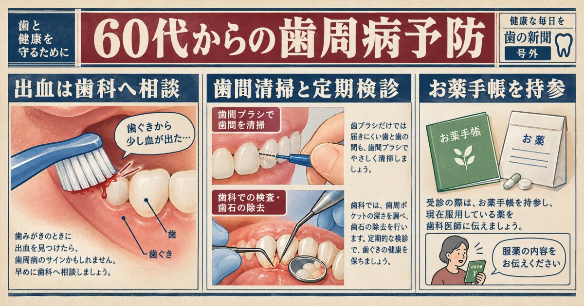 60代からの歯周病予防で全身の健康を守るケア、持病や服薬がある場合の注意点